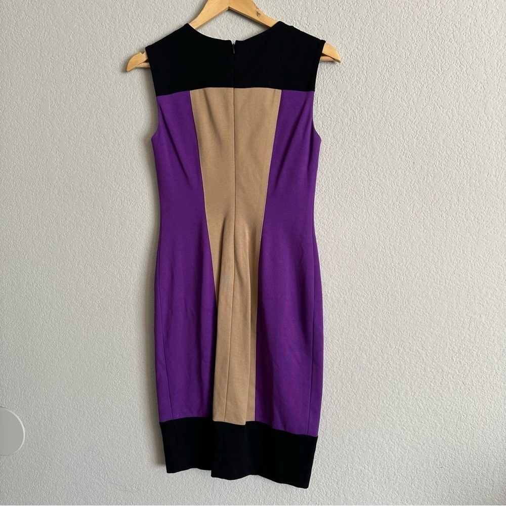 Cache Women's Size 2 Purple Black Tan Contour Colorblock Dress Sheath
Fitted! - Picture 5 of 14